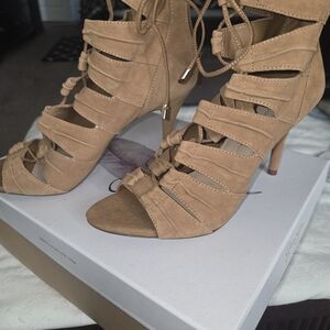 Jessica Simpson Tan Lace-Up Heels